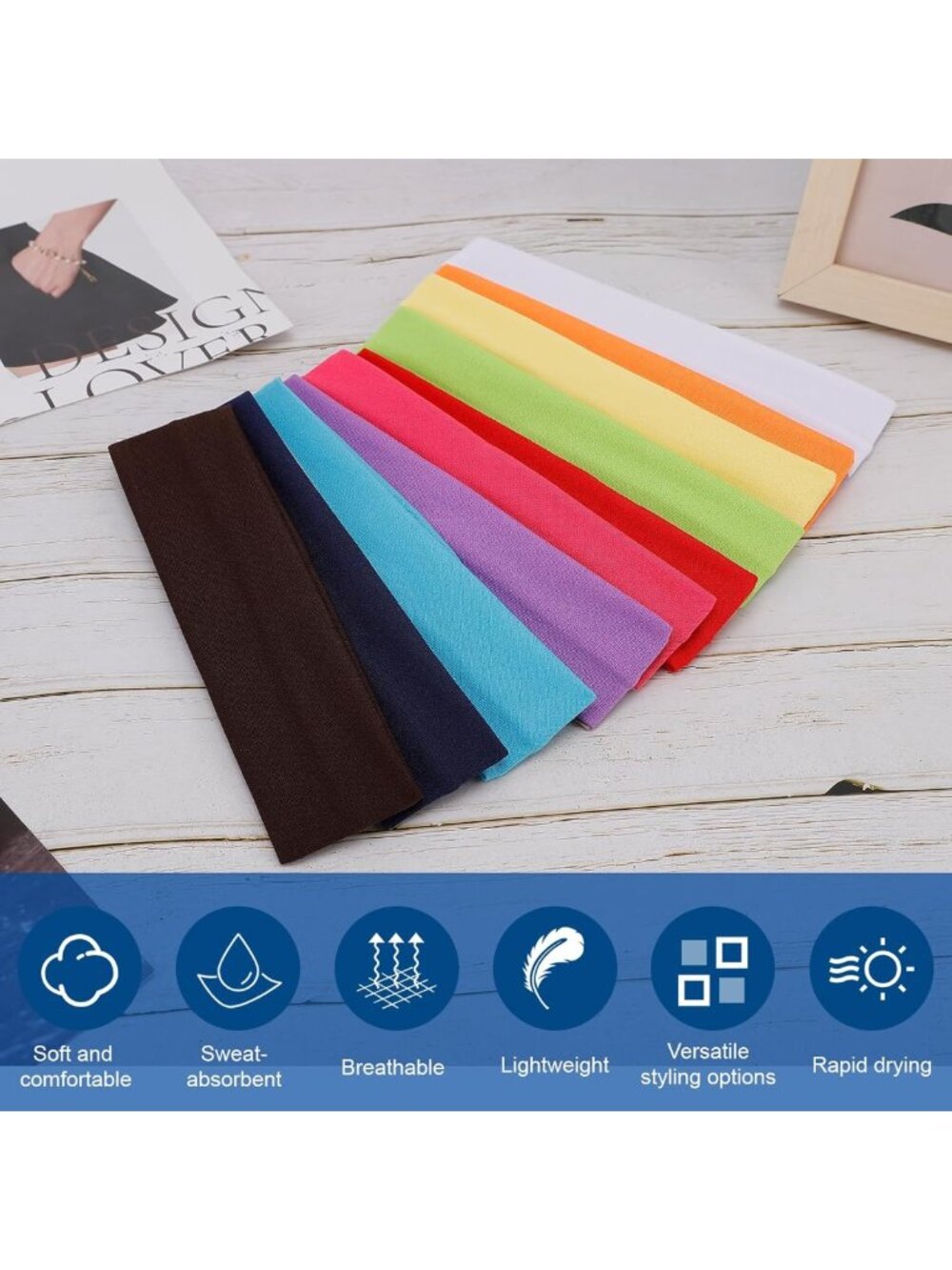 23 Pack Colorful Headbands for Women - Black, White, Pink & Red Styles - Picture 4 of 6